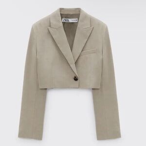 LINEN BLEND CROP BLAZER
